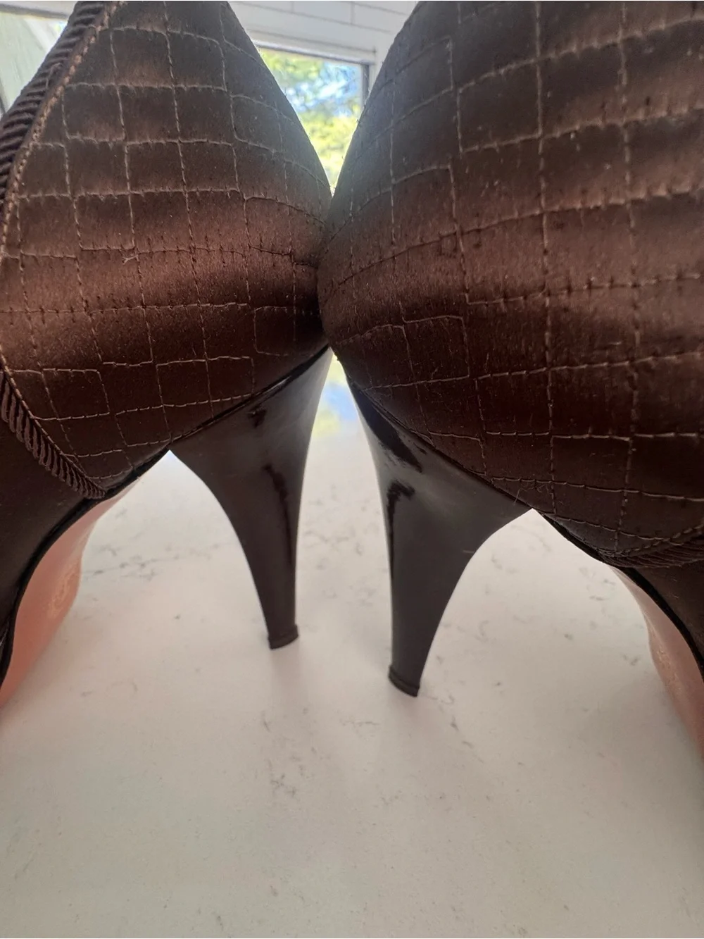 LES TROPEZIENNES  Massimo Palazzo EU39 Elegant Brown Satin Women's High Heels